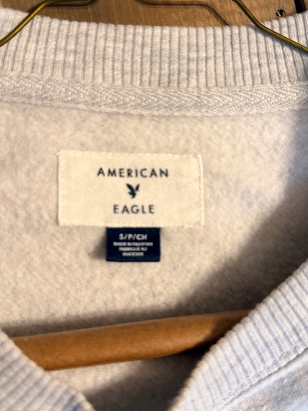 American Eagle 77 Graphic Crewneck Sweatshirt Gray Blue Relaxed Fleece - Picture 5 of 9